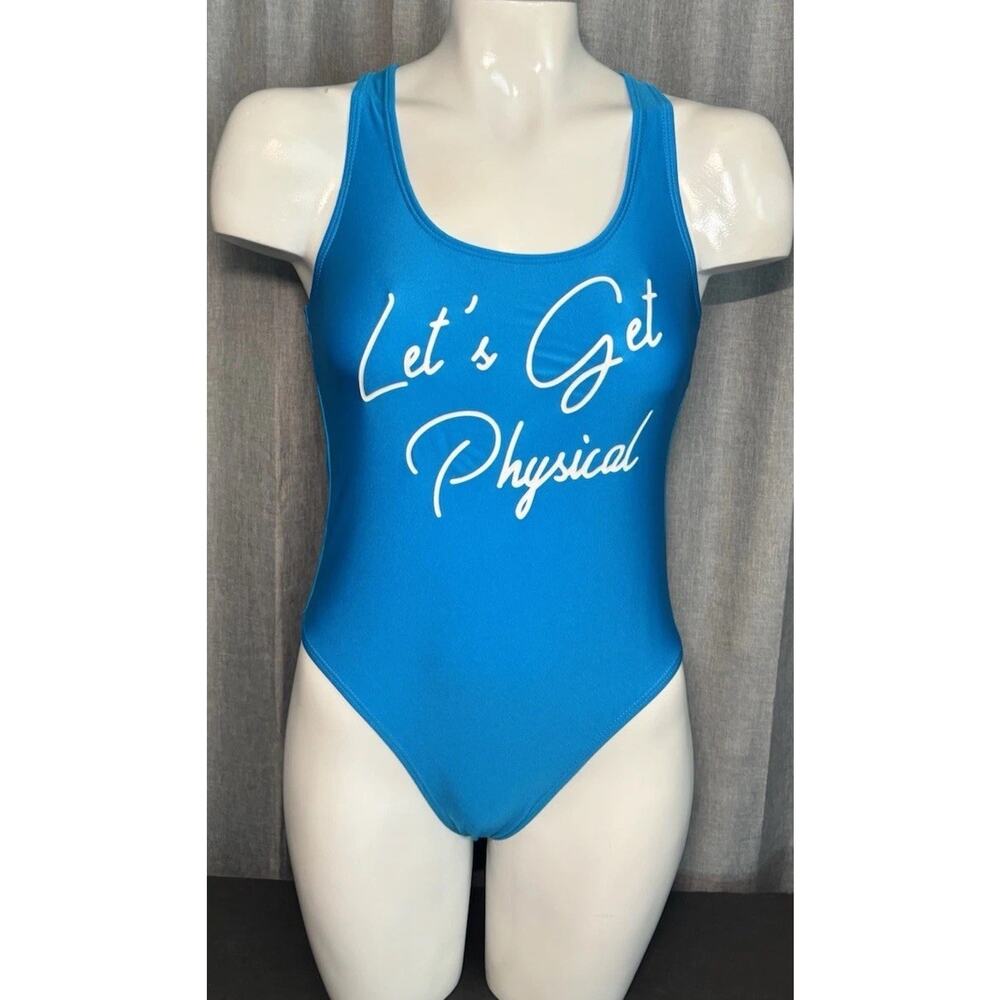 NWT Miaiulia Retro 80's High cut Swimsuit One Piece Turquoise Let’s Get Physical